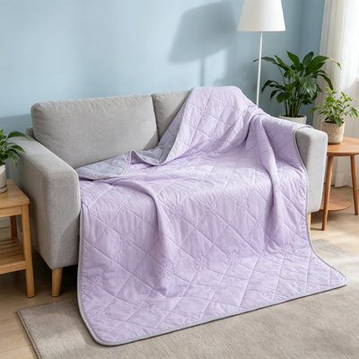  Couverture matelassée réversible d'été, 100% polyester doux et confortable, jeté léger et respirant, séchage rapide, pour lit AC, toutes saisons, mauve, 40 po x 60 po.