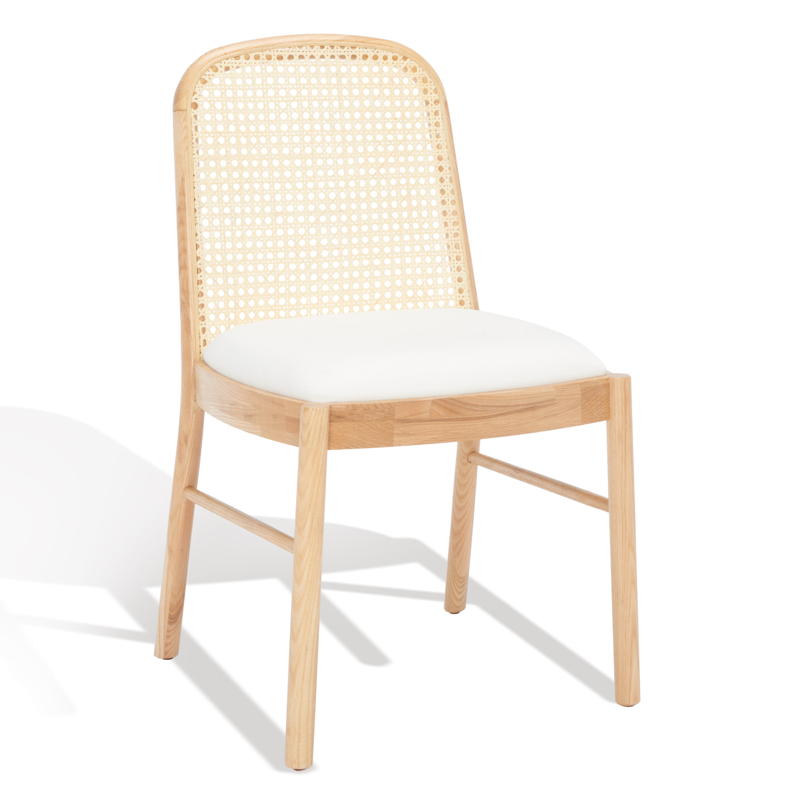 Almeda Dining Armchair, Natural Frame / White Upholstery