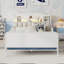 Structure de lit plateforme double en métal avec lumière, lit double en métal pour enfants avec tête de lit tapissier et rangement, blanc (date d’arrivée prévue 2025/10/5)-1762103404