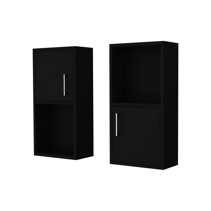 Wall Mounted Black Bathroom Cabinets With Open Shelf - Functional Option Piece, Black