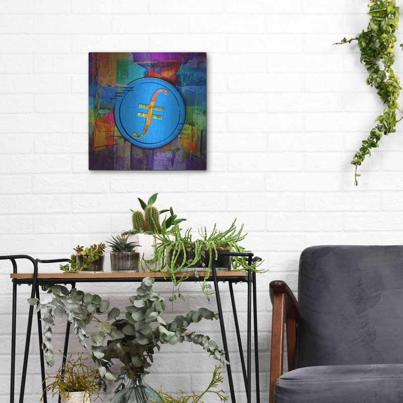 «Fil Filecoin Crypto Coin», art mural en métal, H 12 po x l 12 po