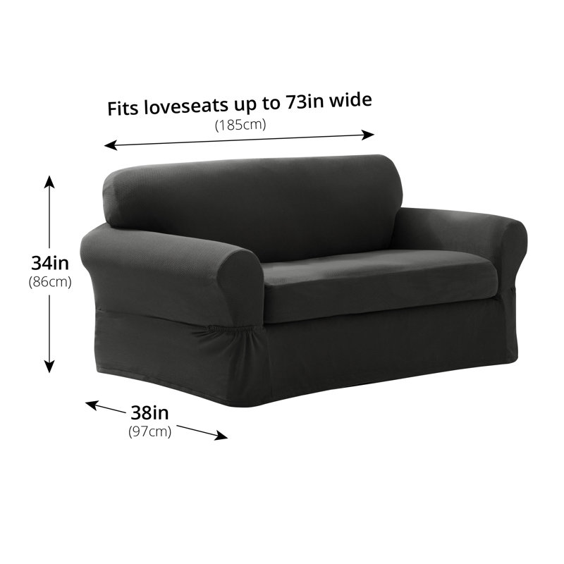 Housse pour causeuse à coussins carrés, Gris anthracite