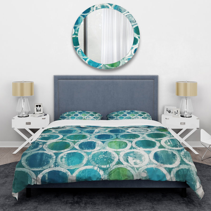 Natural Blue Circle - Ensemble de housse de couette moderne et contemporain - Microfibre de polyester