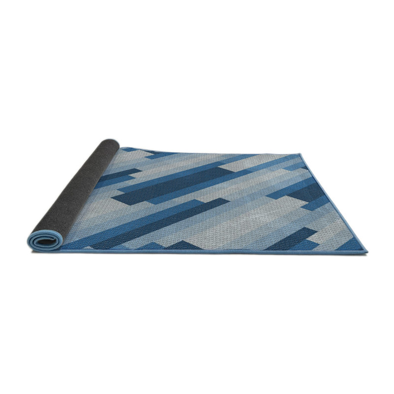 Tapis abstrait bleu / blanc Antrese, Rond 8 pi