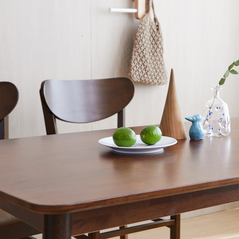Husno Solid Wood Modern Rectangular Dining Table, Walnut, 29.1" H x 47" L x 27.3" W