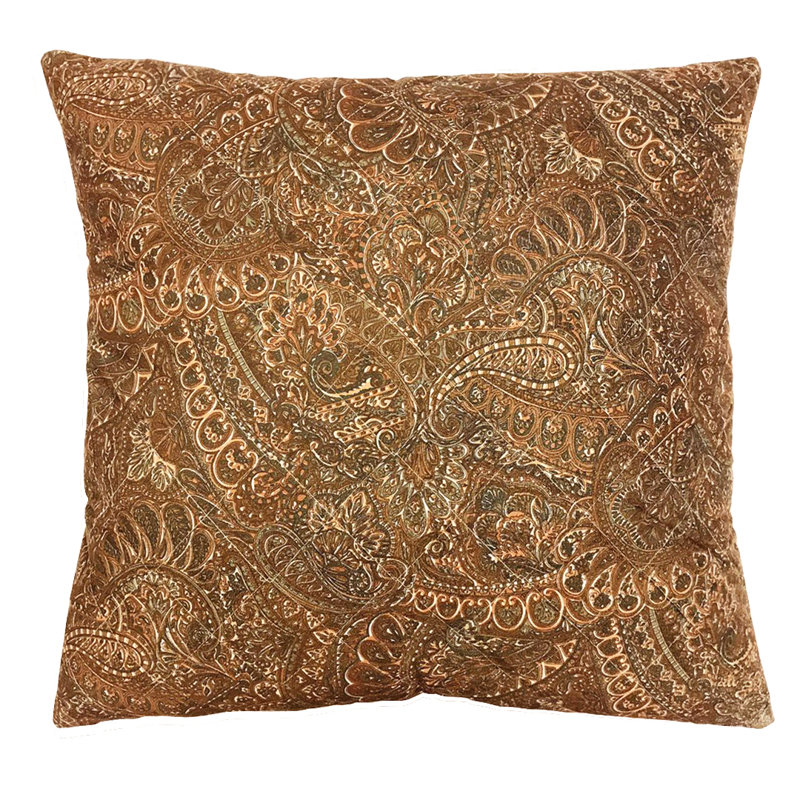 Paisley Square Cushion Cover, Apricot Orange, 45.7cm x 45.7cm