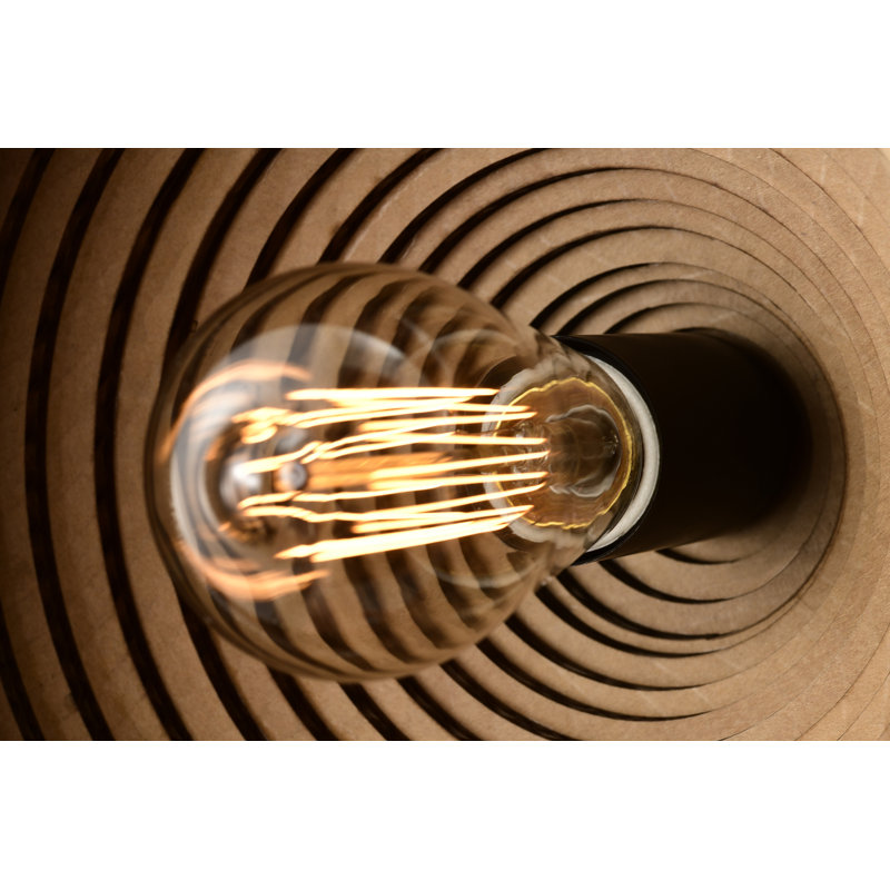 100-watt 1-light Matte Black Modern Nordic Style Pendant Light With Natural Brown Origami Paper Shade