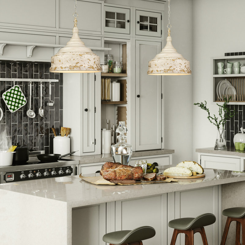 Lanna 3-Light Steel Shaded, Antique Ivory