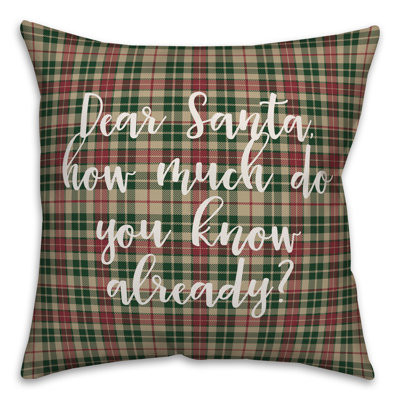  Coussin décoratif «Dear Santa in Tartan»