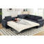 Canapé-lit modulaire à canapé-lit, 6 places, en forme de L, gris foncé, structure, style multifonctionnel, canapé-lit modulaire relaxant, base, utilisation,