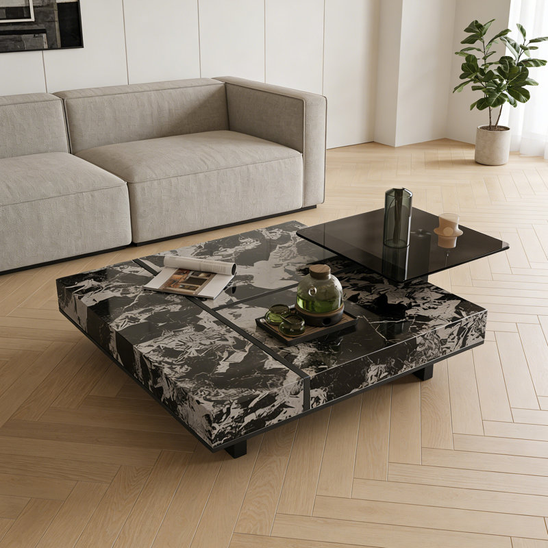 Ensemble de tables basses Simplicity Home, H 11,81 po x L 39,37 po x l 39,37 po, Noir / blanc