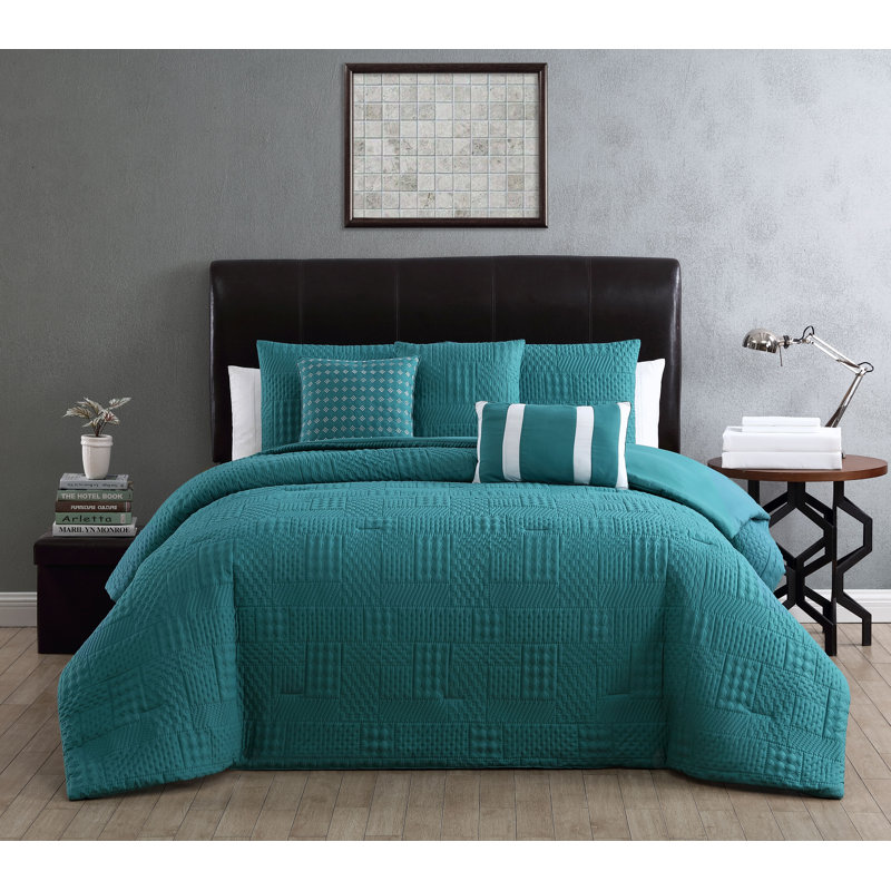 Ensemble d'édredon réversible moiré Yardley, Gris, Édredon simple et 7 pièces supplémentaires