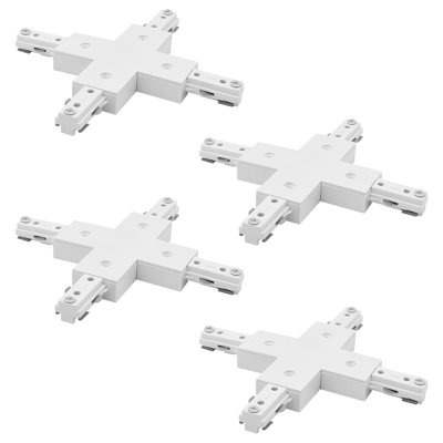 Connecteur d'éclairage en X Luxrite H, connecteur à 4 voies de type H, compatible avec un composant de source d'alimentation à 3 fils 120 V, paquet de 4 blanc