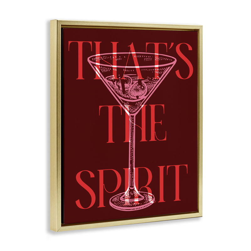 «It's The Spirit Martini» par Daphne Polselli, Cadre flottant métallique doré, H 21 po x l 17 po