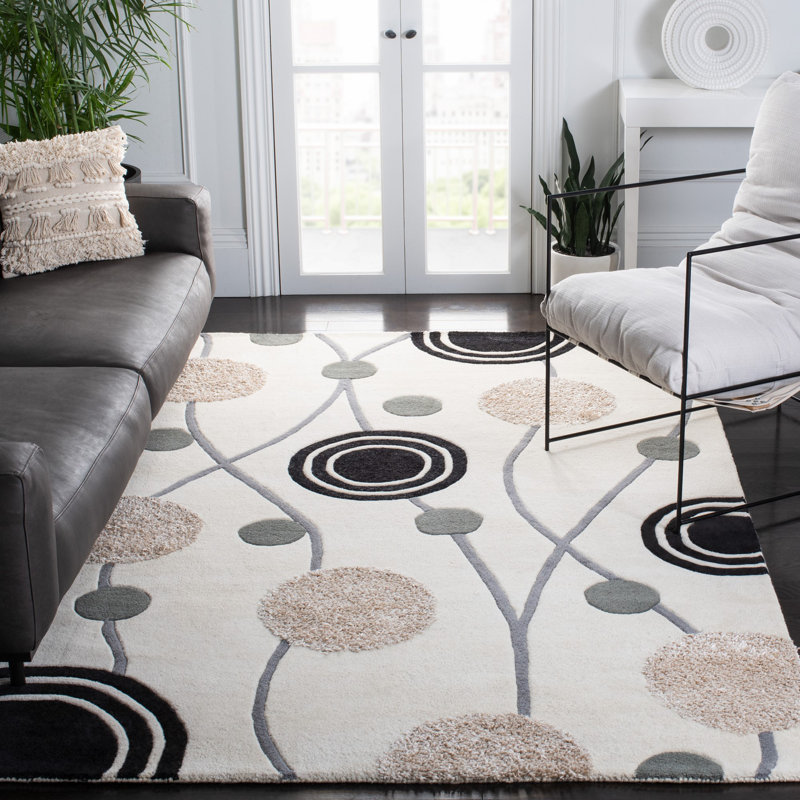 Tapis géométrique en laine touffeté à la main Soho, Rectangle 3 pi 6 po x 5 pi 6 po