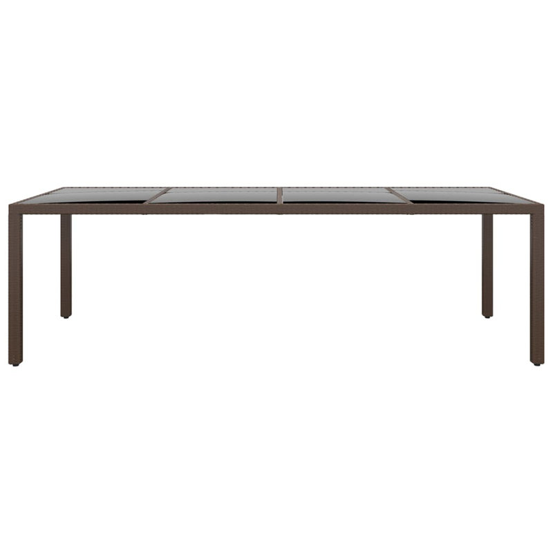 Leighland Rectangular Glass Steel Outdoor Dining Table - 250 cm W 100 cm D, Brown