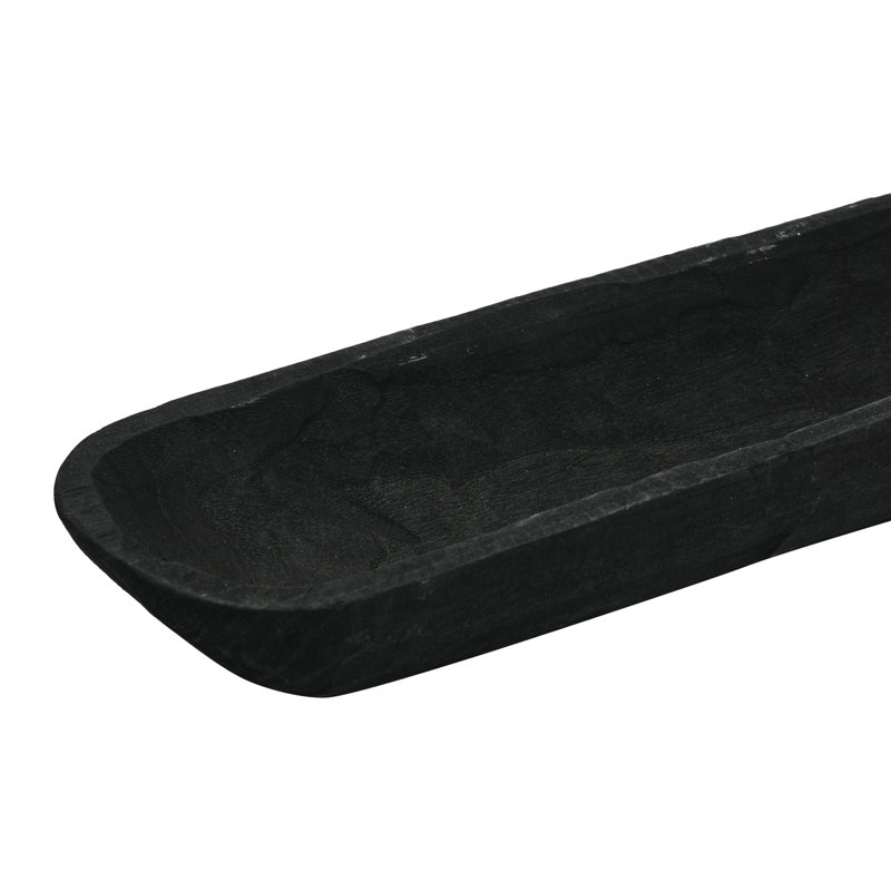 Decorative Paulownia Wood Bowl, Black, 3.1"H x 23"W x 6"D
