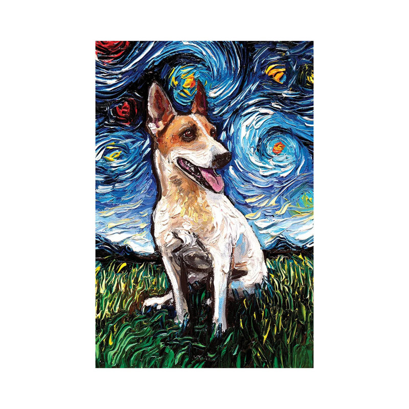 Jack Russell Terrier Night IV by Aja Trier - Print on Canvas, 66.04 cm H x 45.72 cm W x 1.91 cm D, Wrapped Canvas