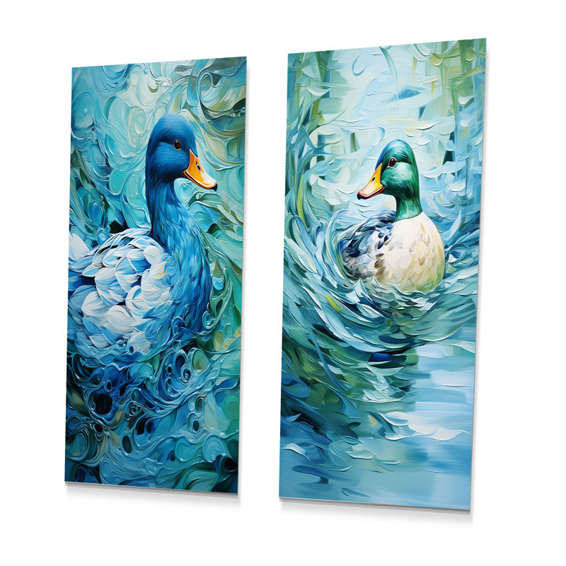 Duck Abstract Ripples II - ensemble de 2 décorations murales en métal Duck, H 28 po x l 24 po