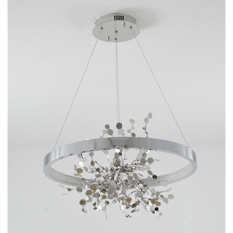 Modern LED Round Halo Confetti Chandelier , Chrome, Yes