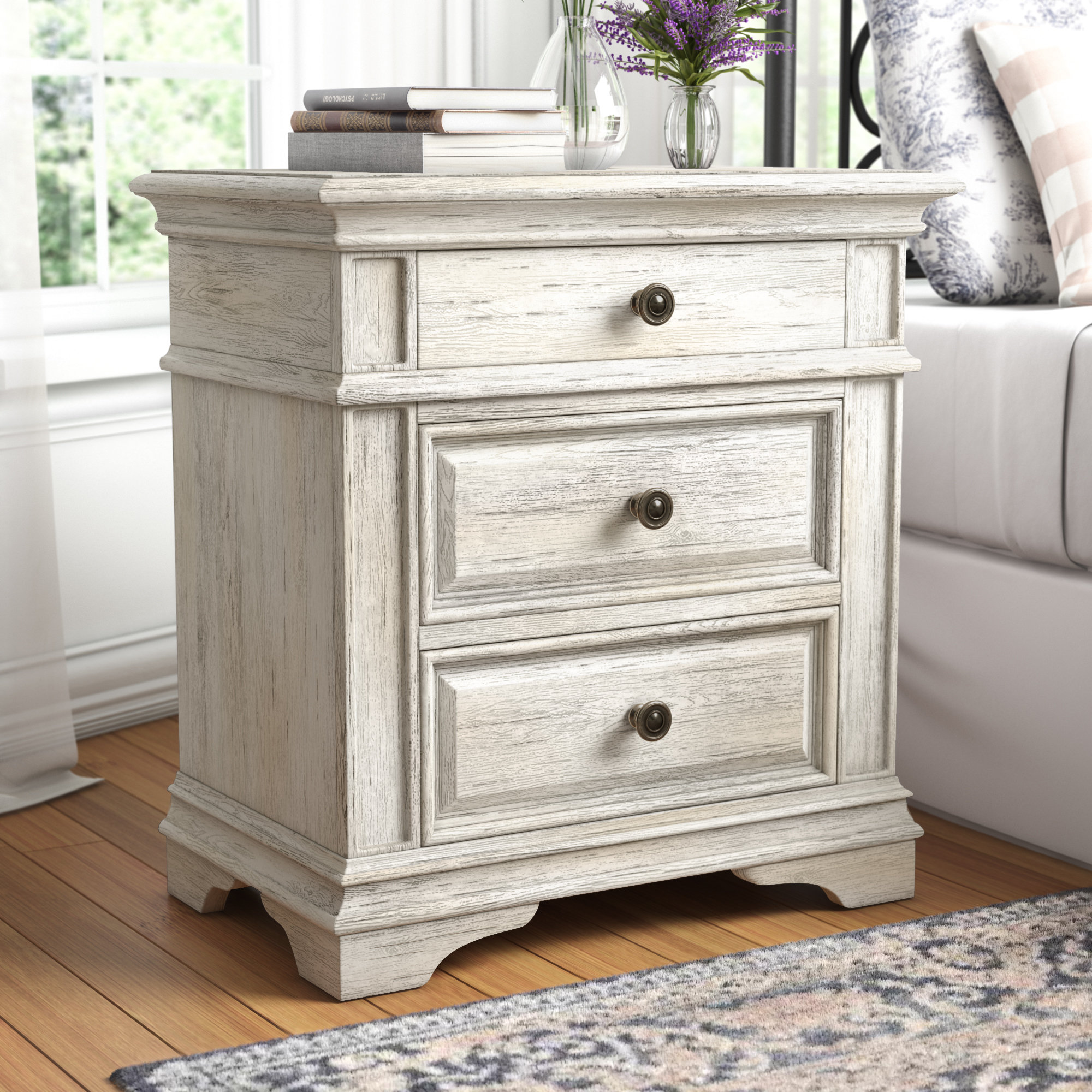 Laurel Foundry Modern Farmhouse Hetton 3Drawer Wood Nightstand With