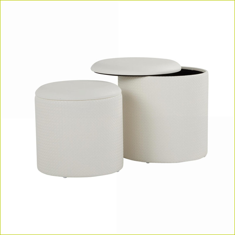 Ensemble de repose-pieds contemporain LumiSource Maverick - Similicuir crème | Accent texturé | Crème | Similicuir