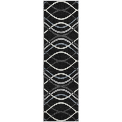 Premium Machine Washable Prisco Black Rug