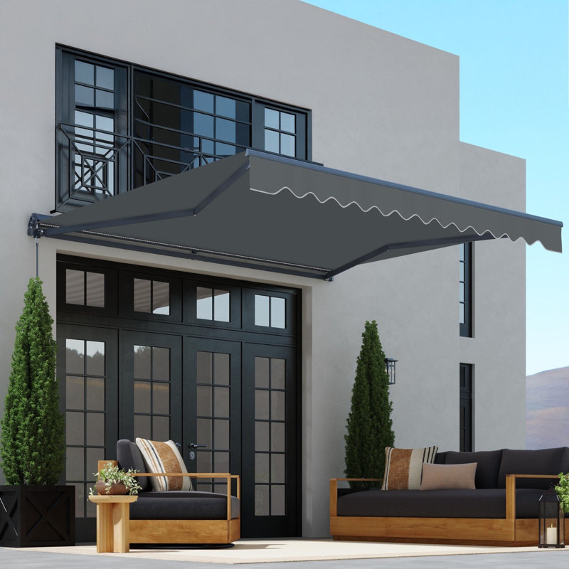 Auvent de patio semi-cassette avec lumières DEL - Collection Moroccan , l 12 pi x P 10 pi, Gris anthracite