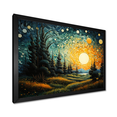 Décoration murale paysage de lune balançant le pointillisme cyprès II - Van Gogh