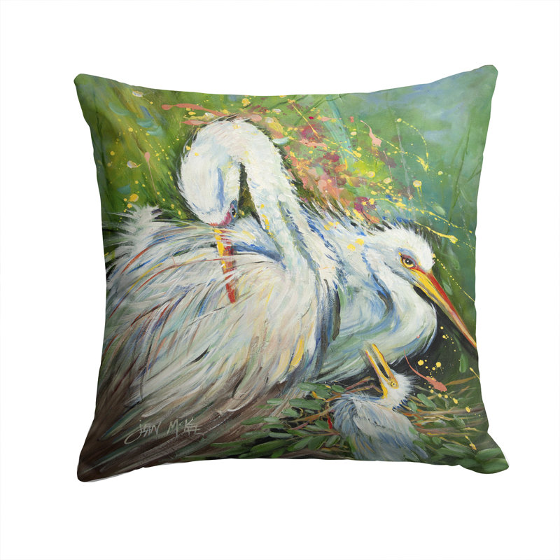 Coussin intérieur/extérieur en pluie White Egret, H 14 po x l 14 po x P 4 po