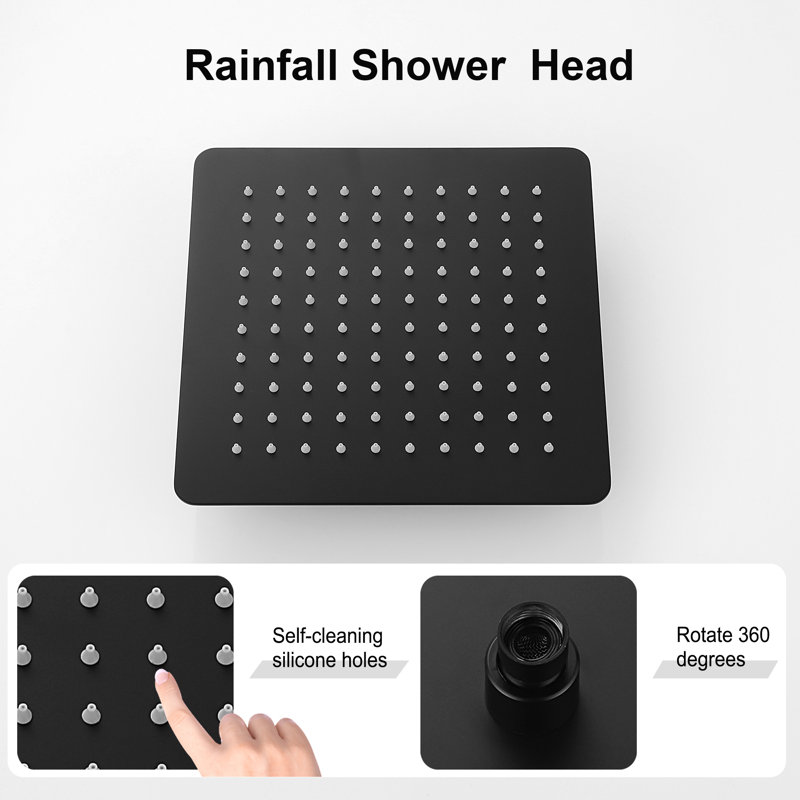 10 Inch Shower Head Bathroom Luxury Rain Mixer Shower Complete Combo Set Wall Mounted, Matte Black