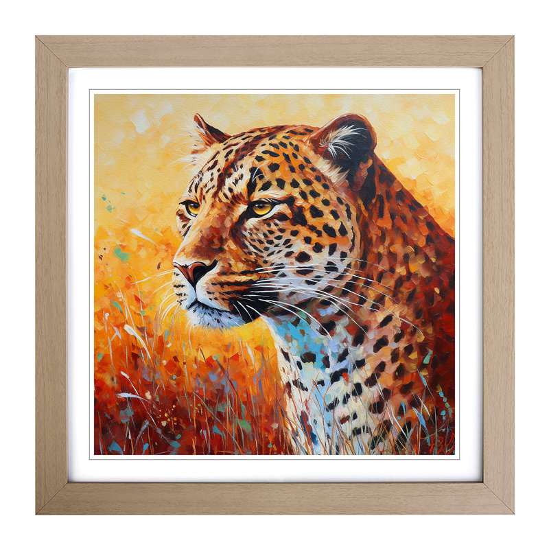 Leopard Color Field Painting No.4 - Framed Print, Oak