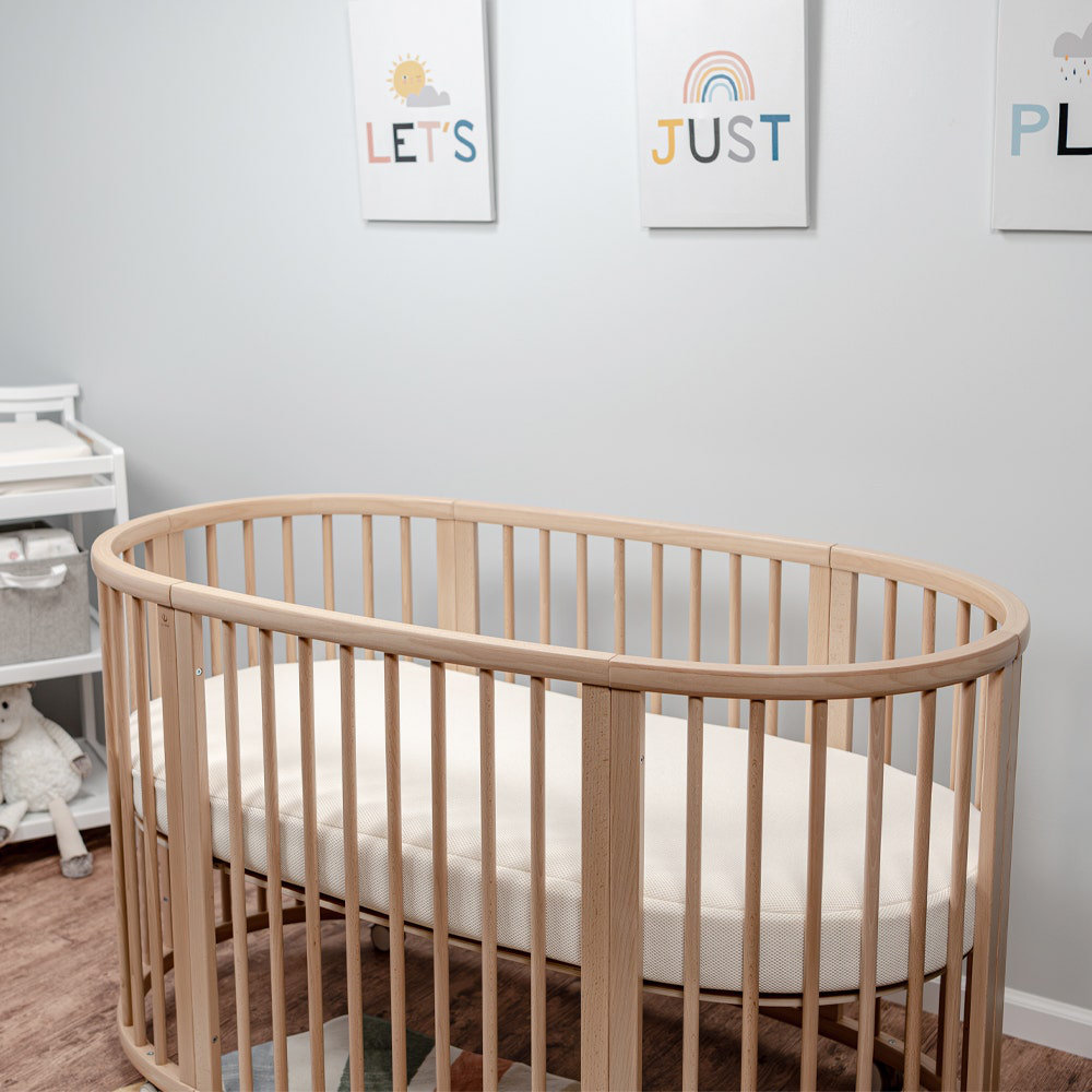 Organic Breathable Oval Crib Mattress, 27" H x 47" W x 3" D