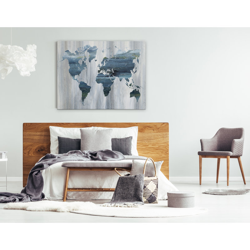 « texture monde map », impression sur toile, H 30 po x l 40 po x P 1,5 po