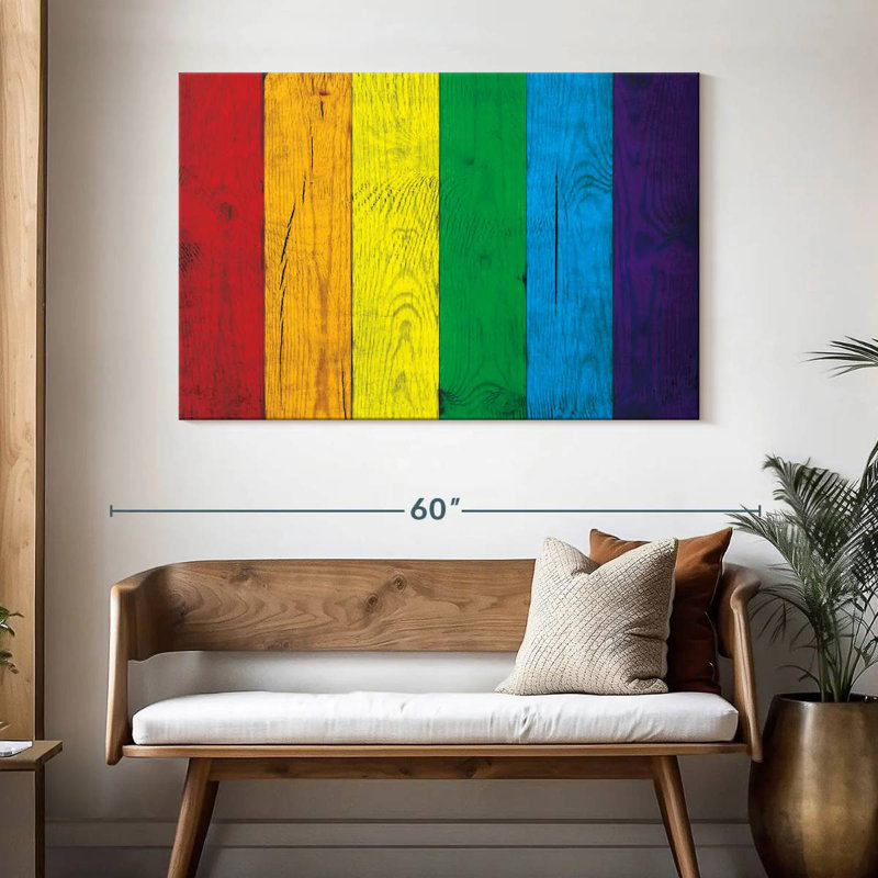 Fierté des couleurs sur bois, H 32 po x l 48 po
