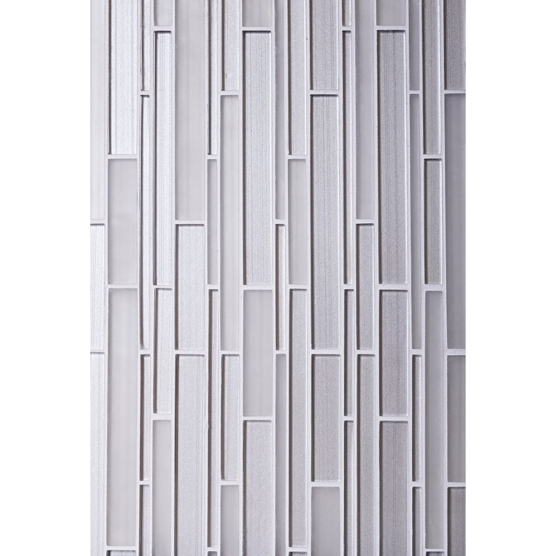 11.8" x 12.2" Glass Mosaic Tile, White