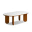 Table basse ovale en bois manufacturé blanc massif-1559770198