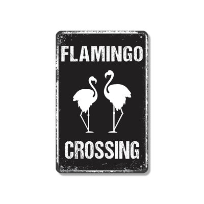 Enseigne de fantaisie en aluminium 10 po x 14 po Flamingo Crossing