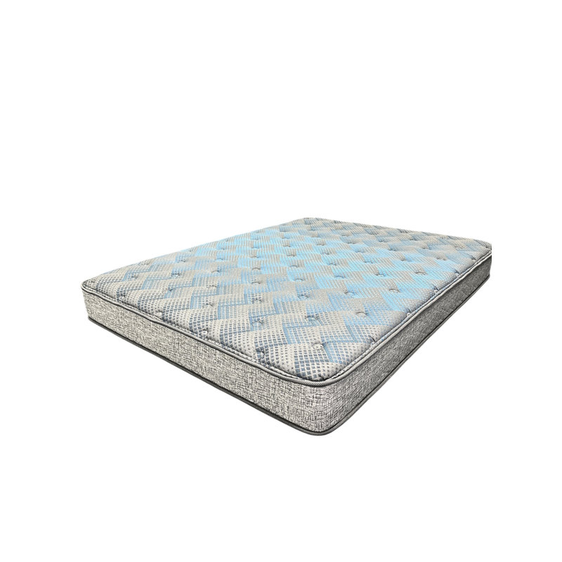 Lit simple à matelas en mousse de 9 po, deux de confort moyen et polyvalents, gris et bleu, Lit simple