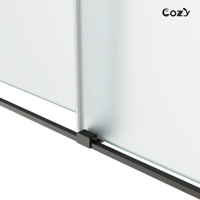 56-61" W x 66" H Frameless Double Sliding Tub Door with Frosted Glass