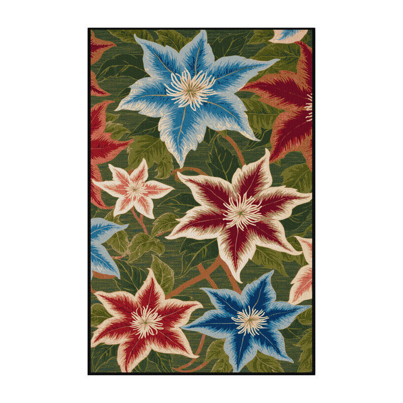 Machine Washable Botanical Brown Area Rug, Rectangle 2' x 3'
