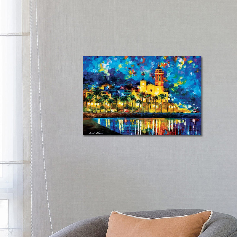 Spain, Sitges by Leonid Afremov - Wrapped Canvas Painting, 66.04 cm H x 45.72 cm W x 1.91 cm D