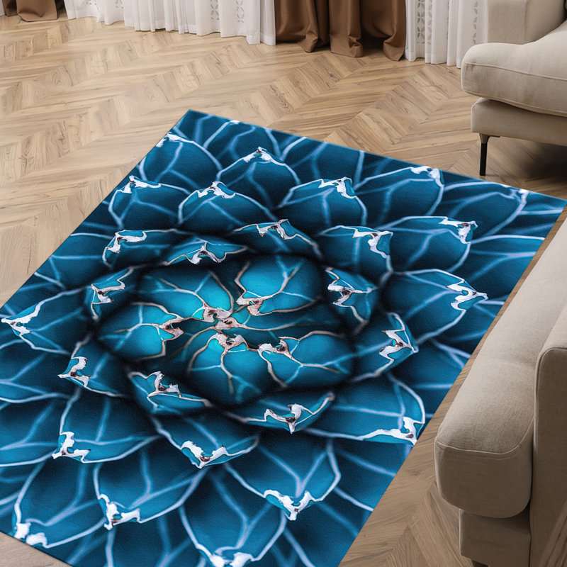 Non-Woven Thin Type Printed Rug Featuring a Harmonious Blend of Geometric and Botanical Motifs for a Elegant Touch in Your Home Decor