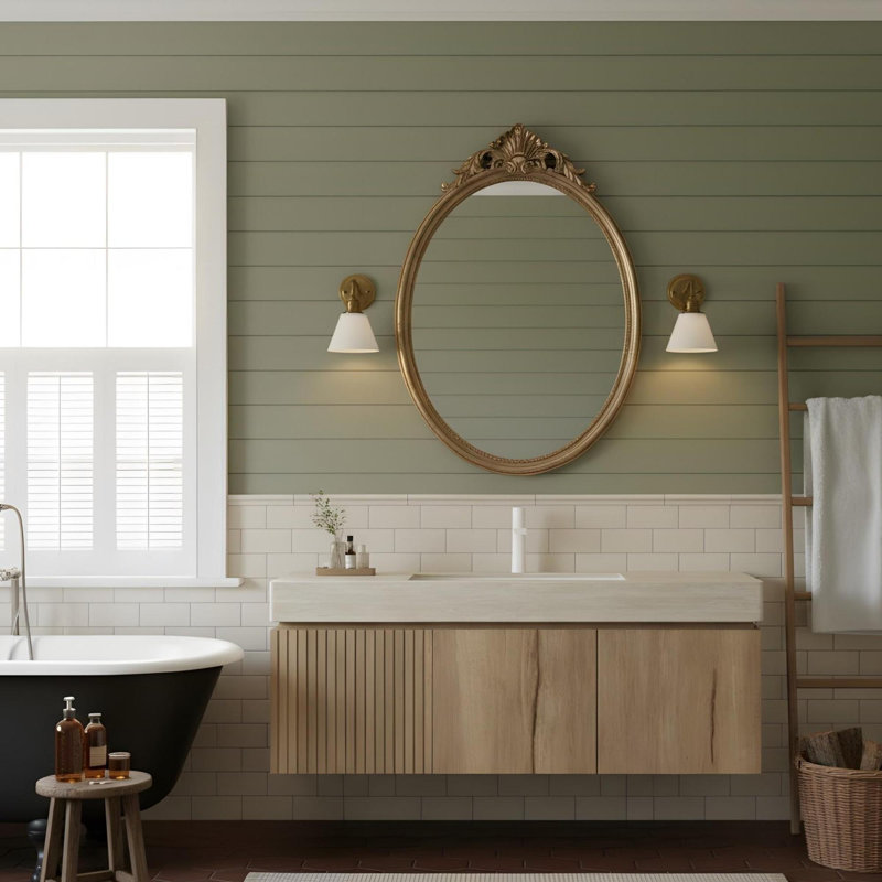 Meuble-lavabo mural 48 po avec lavabo, Gris clair, Travertin Roma