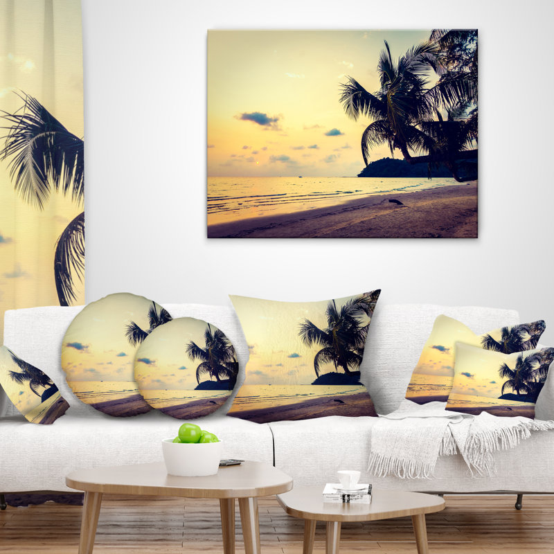 Coussin seascape de sapin de coco silhouette, 16 po x 1 po
