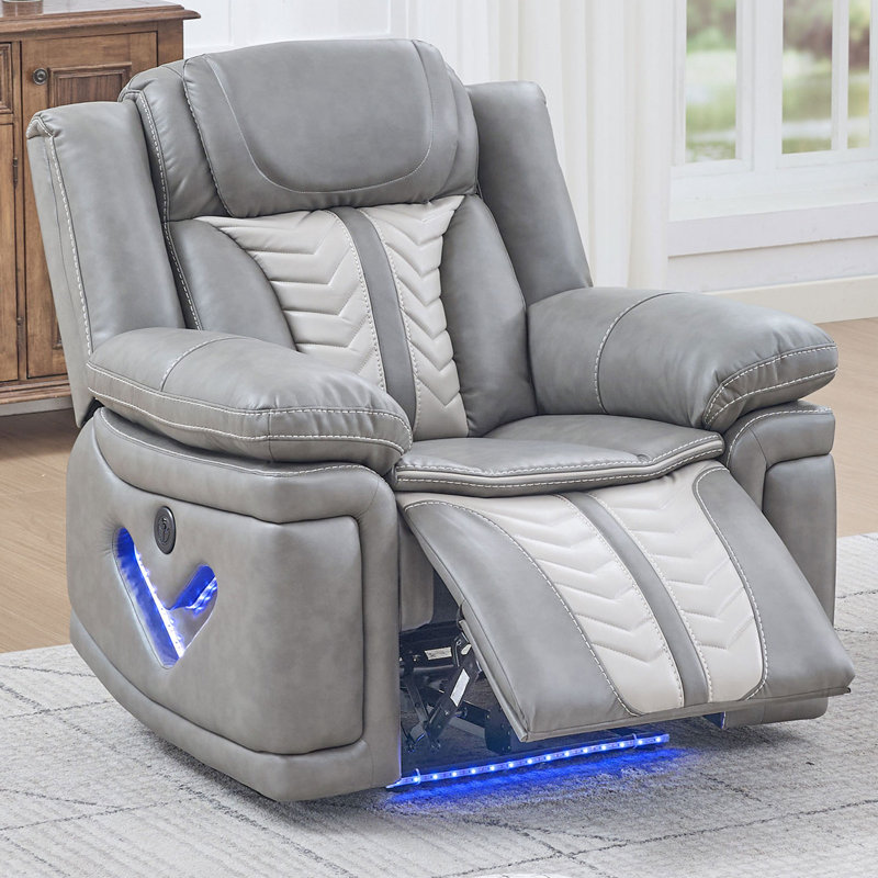 Canapé inclinable électrique avec porte-gobelet et recharge USB, Grey Fabric