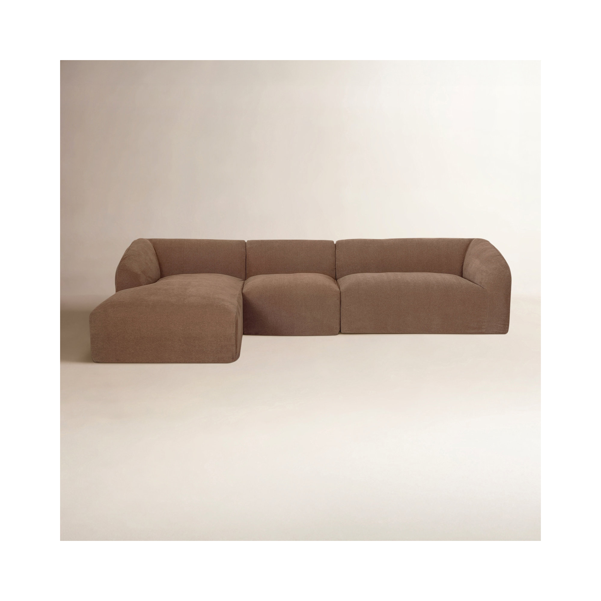 Wilde 3 - Piece 138" Modular Chaise Sectional, Left Hand Facing, Latte Loft Canvas , 29.9" H x 103.8" W x 76.3" D