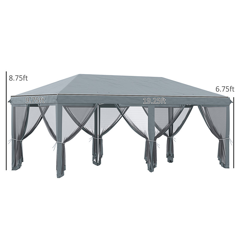 Auvent avec filet 10 pi x 20 pi Outsunny, Gris
