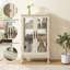 Vitrine avec portes en verre trempé, vitrine éclairée avec panneau arrière en miroir et tablettes réglables pour la maison ou le bureau (ampoule incluse) - Blanc-666160300