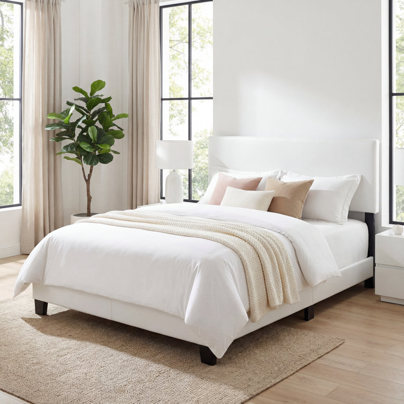 Boyd Sleep Florence Faux Leather Platform Bed | Adjustable Headboard | Luxury Low-Profile Design | 700 lb Capacity, Queen